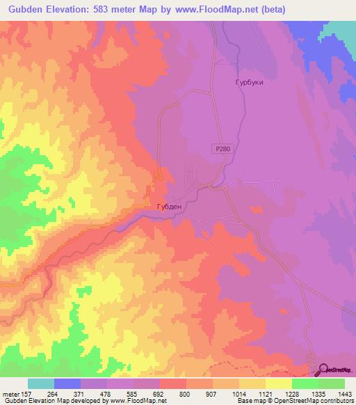 Gubden,Russia Elevation Map