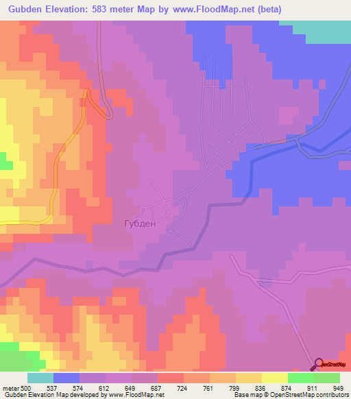 Gubden,Russia Elevation Map