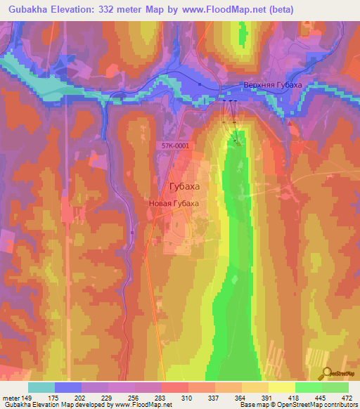 Gubakha,Russia Elevation Map