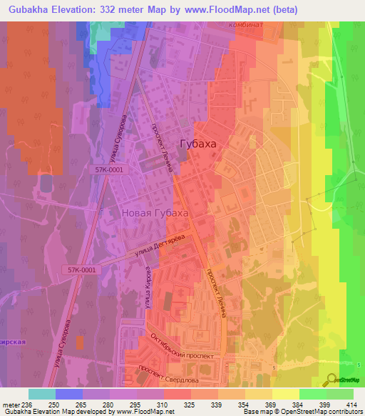 Gubakha,Russia Elevation Map