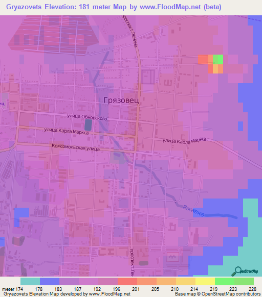 Gryazovets,Russia Elevation Map