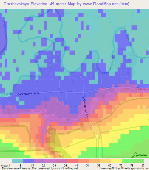 Grushevskaya,Russia Elevation Map