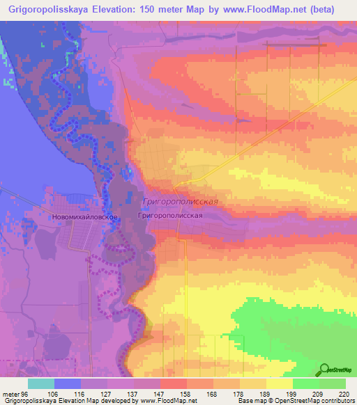 Grigoropolisskaya,Russia Elevation Map