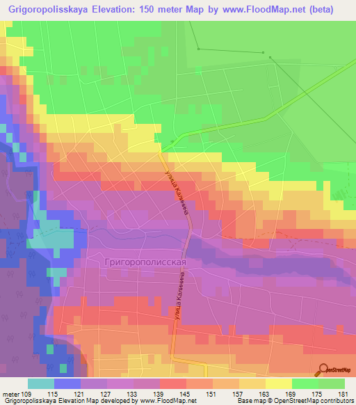 Grigoropolisskaya,Russia Elevation Map