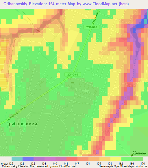 Gribanovskiy,Russia Elevation Map