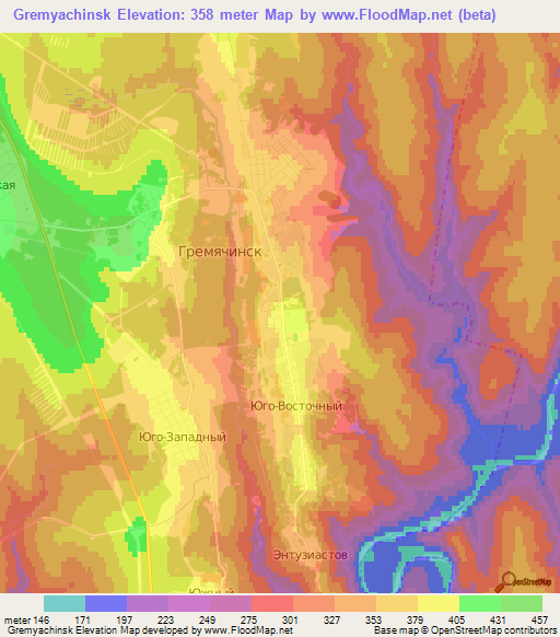 Gremyachinsk,Russia Elevation Map