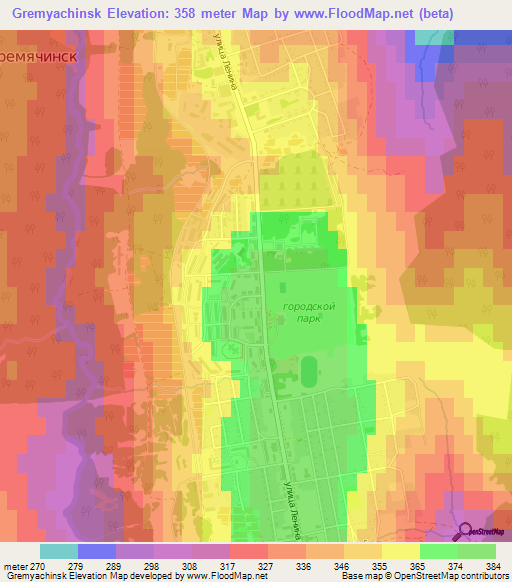 Gremyachinsk,Russia Elevation Map