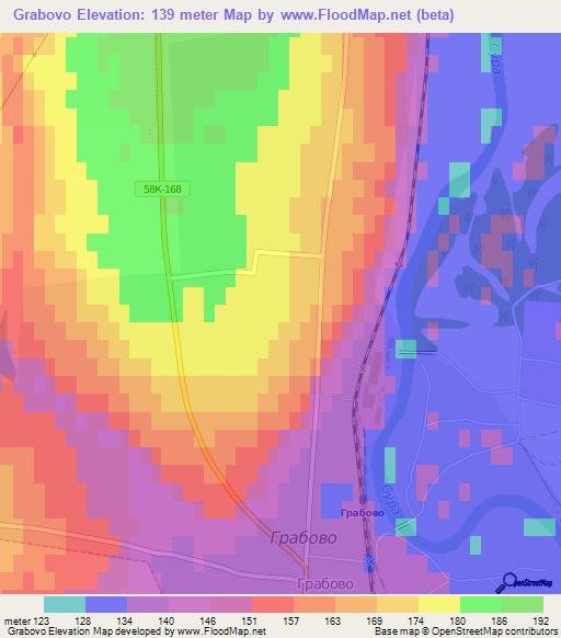 Grabovo,Russia Elevation Map