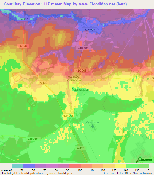 Gostilitsy,Russia Elevation Map