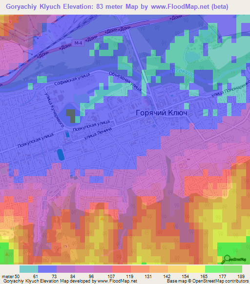 Goryachiy Klyuch,Russia Elevation Map