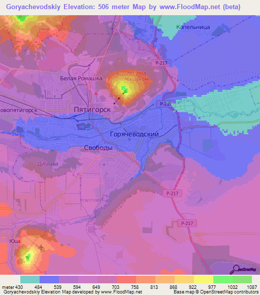 Goryachevodskiy,Russia Elevation Map