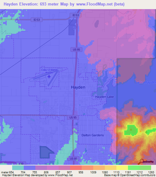 Hayden,US Elevation Map