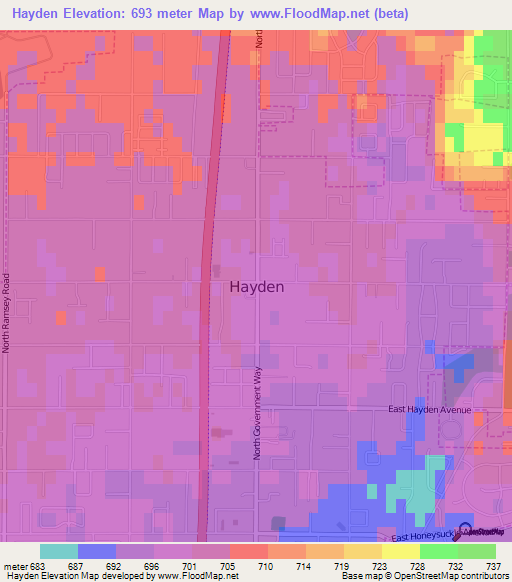 Hayden,US Elevation Map