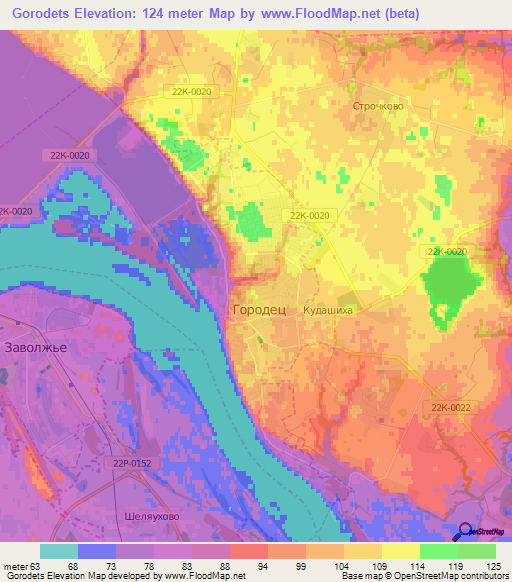 Gorodets,Russia Elevation Map