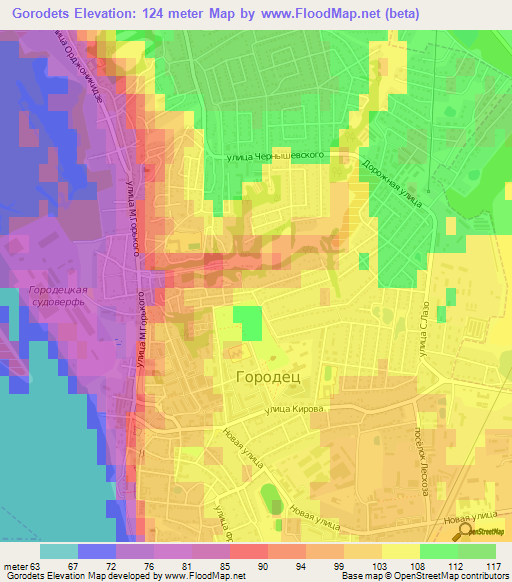 Gorodets,Russia Elevation Map