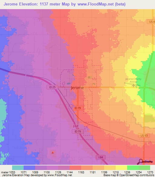 Jerome,US Elevation Map