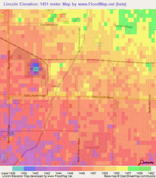 Lincoln,US Elevation Map