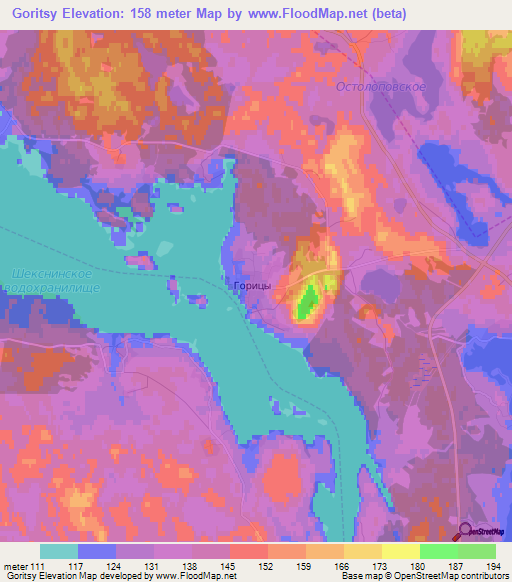 Goritsy,Russia Elevation Map