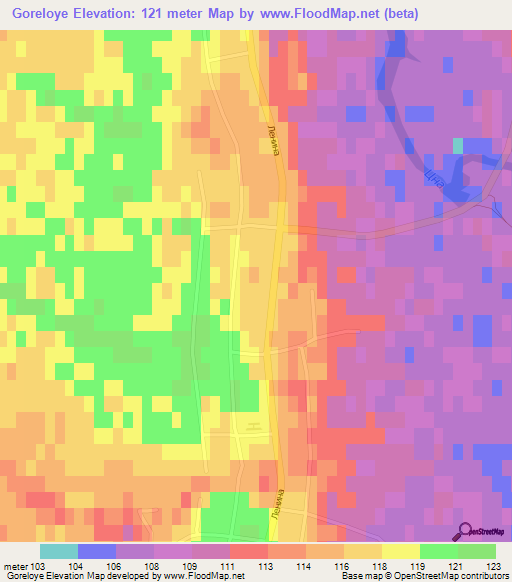 Goreloye,Russia Elevation Map