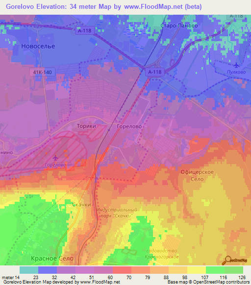 Gorelovo,Russia Elevation Map