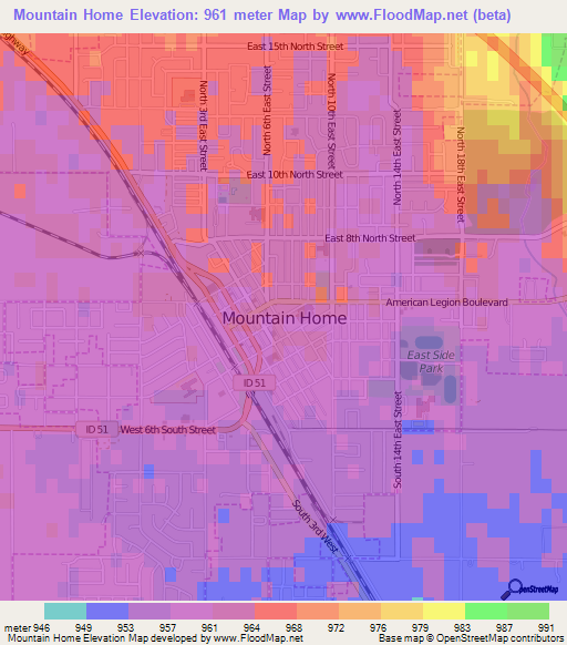 Mountain Home,US Elevation Map