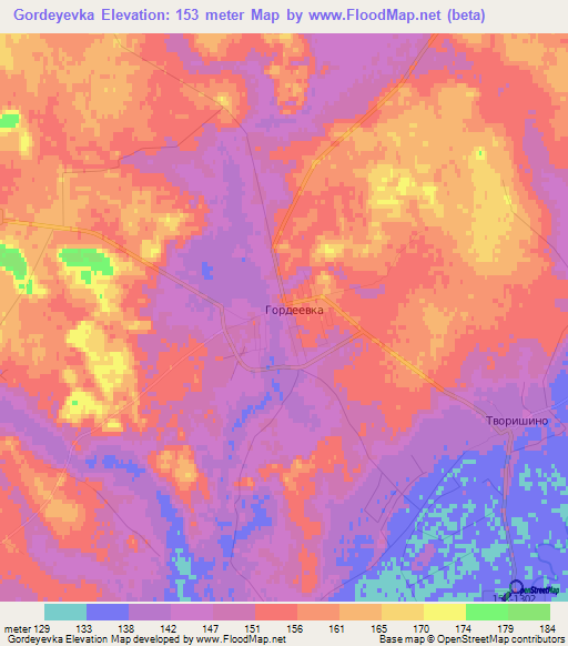 Gordeyevka,Russia Elevation Map