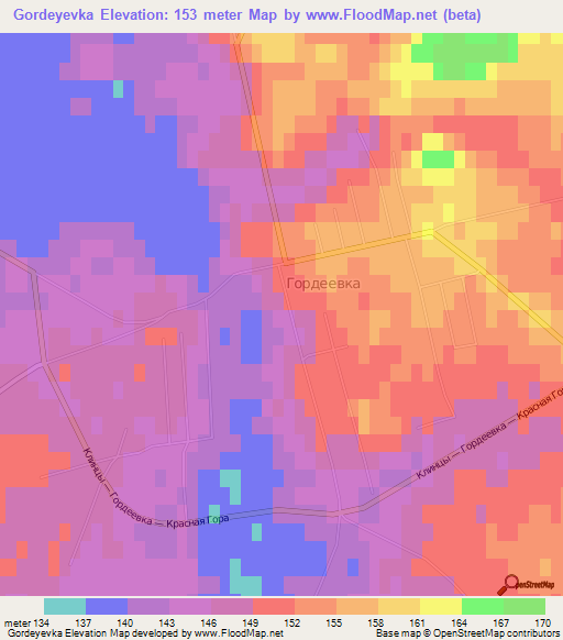 Gordeyevka,Russia Elevation Map