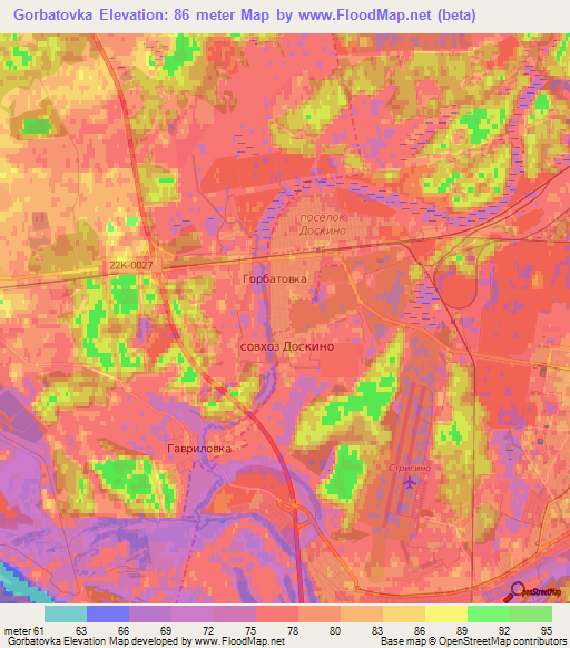 Gorbatovka,Russia Elevation Map