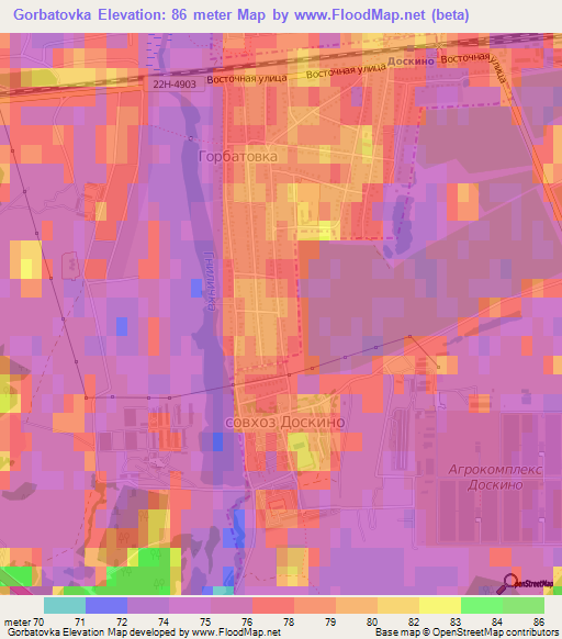 Gorbatovka,Russia Elevation Map