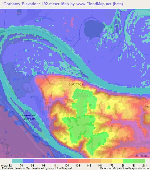 Gorbatov,Russia Elevation Map