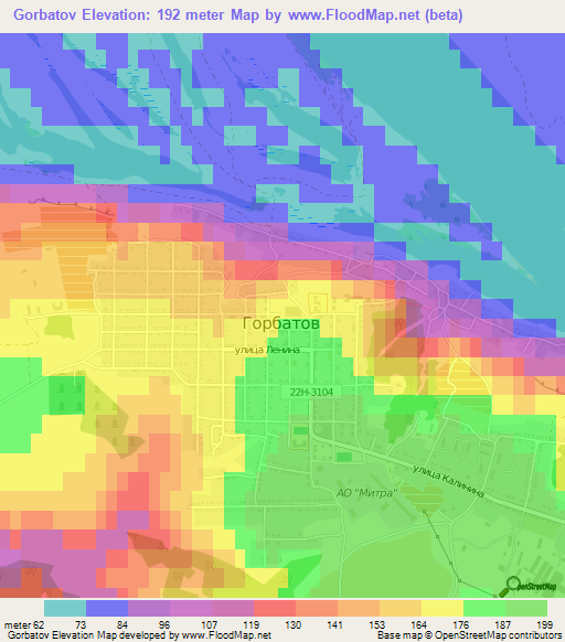 Gorbatov,Russia Elevation Map