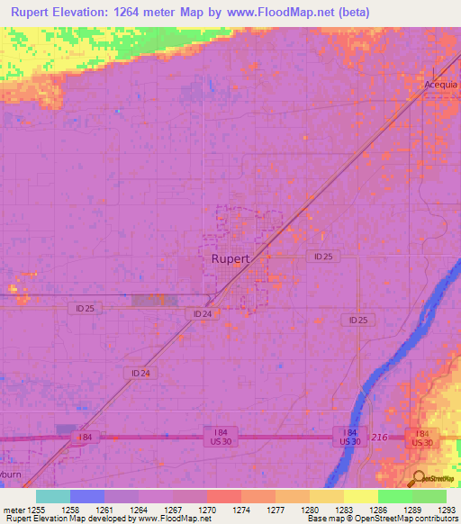 Rupert,US Elevation Map