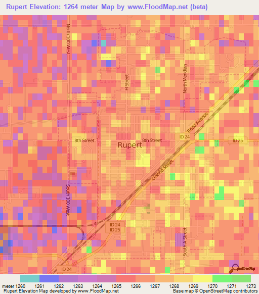 Rupert,US Elevation Map