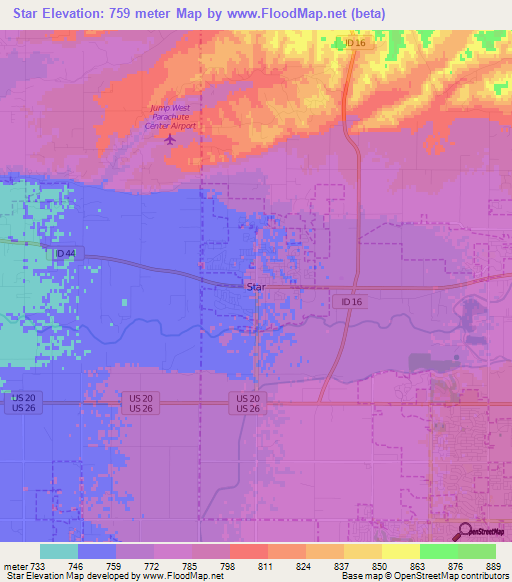 Star,US Elevation Map