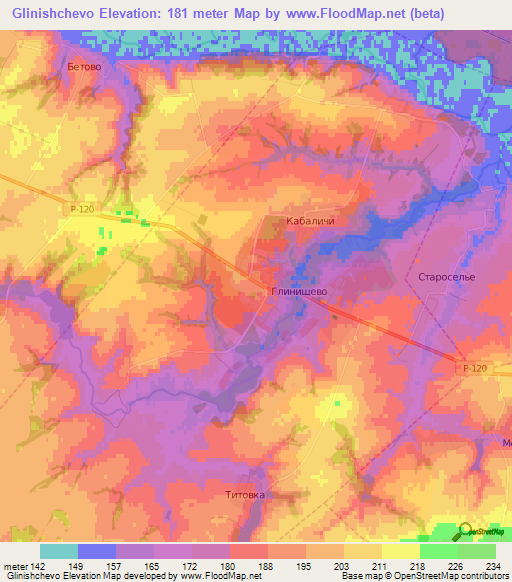 Glinishchevo,Russia Elevation Map