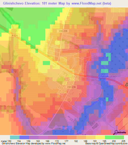 Glinishchevo,Russia Elevation Map