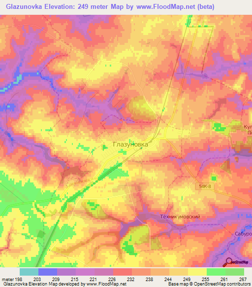 Glazunovka,Russia Elevation Map