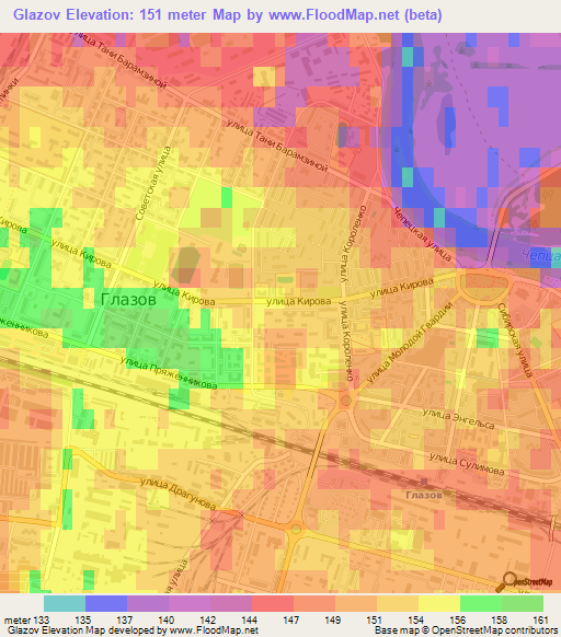 Glazov,Russia Elevation Map