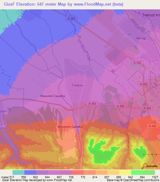 Gizel',Russia Elevation Map