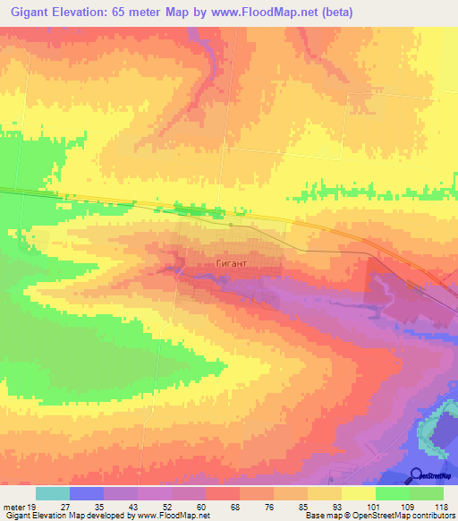 Gigant,Russia Elevation Map