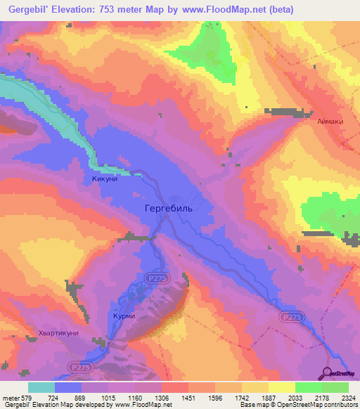 Gergebil',Russia Elevation Map