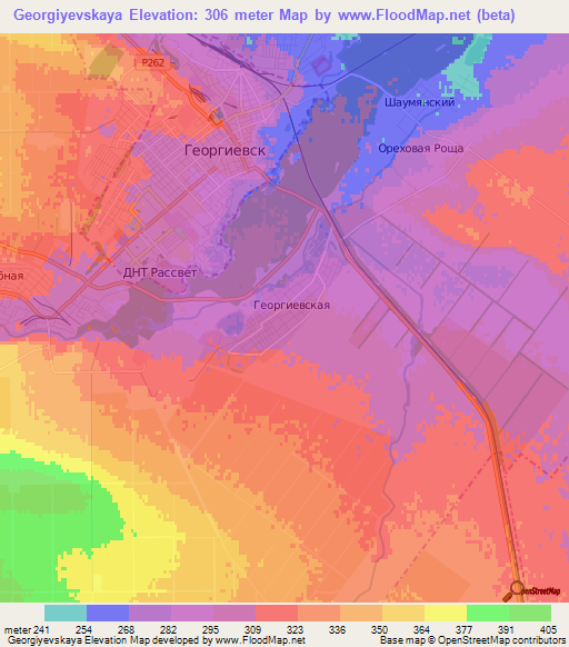 Georgiyevskaya,Russia Elevation Map