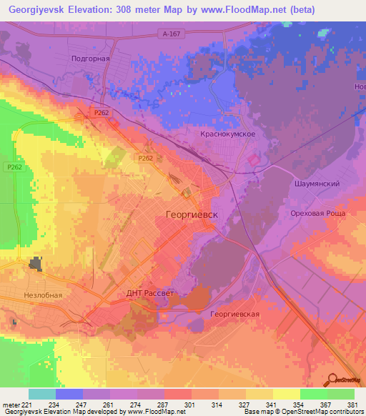 Georgiyevsk,Russia Elevation Map