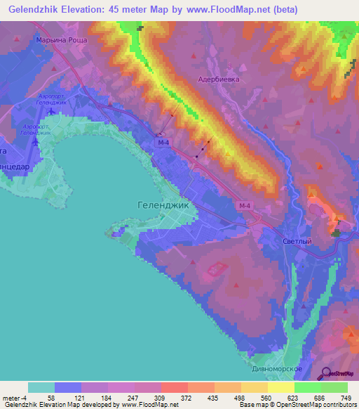 Gelendzhik,Russia Elevation Map