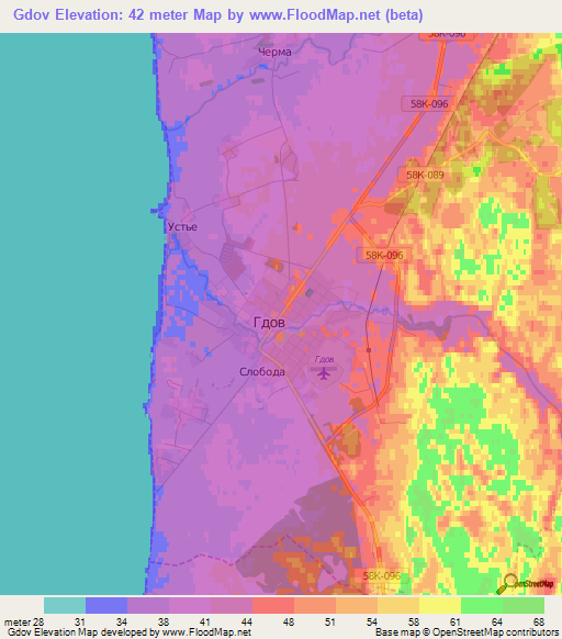 Gdov,Russia Elevation Map