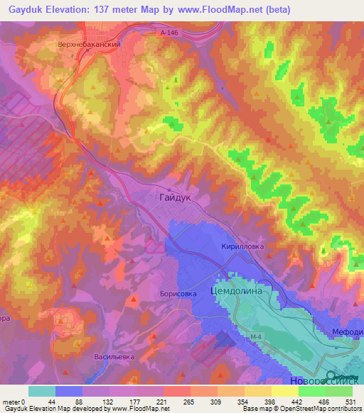 Gayduk,Russia Elevation Map