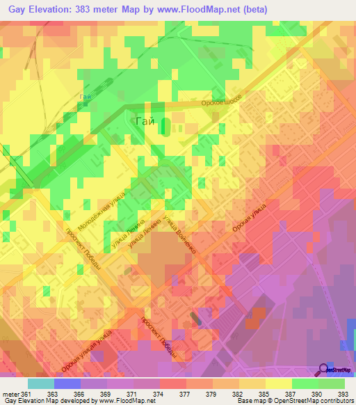 Gay,Russia Elevation Map