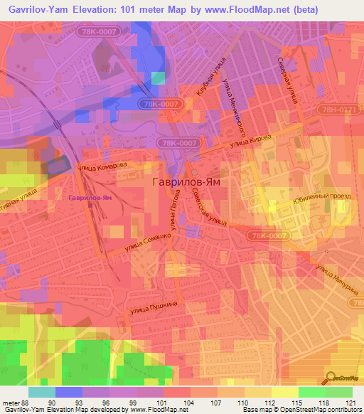 Gavrilov-Yam,Russia Elevation Map