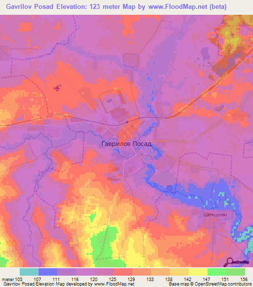 Gavrilov Posad,Russia Elevation Map