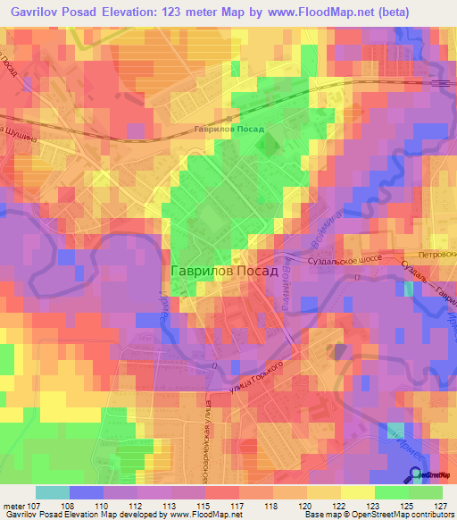 Gavrilov Posad,Russia Elevation Map